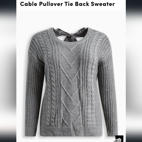 Torrid Cable Pullover Tie back Sweater - Picture 2 of 7